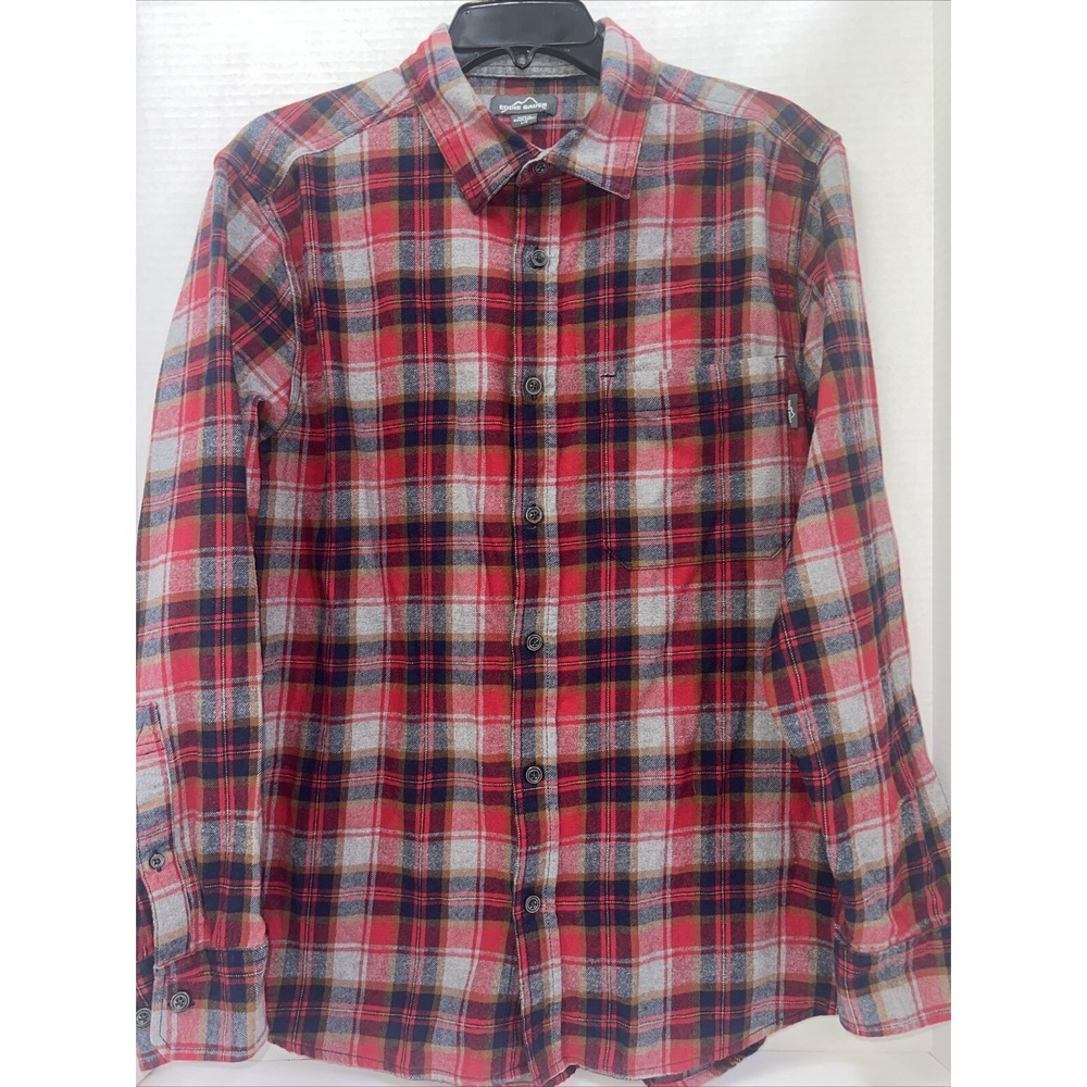 Eddie Bauer Shirt Men's Large Red Plaid Long Sleeve